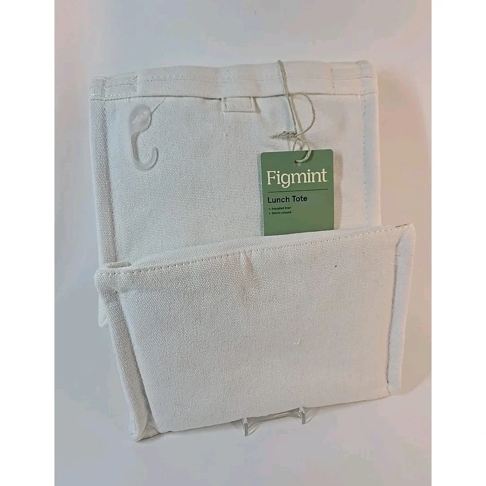 Figmint White Cotton Shell‎ Insulated Lunch Tote Bag *NEW*